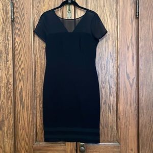Sheer detailed black shift dress